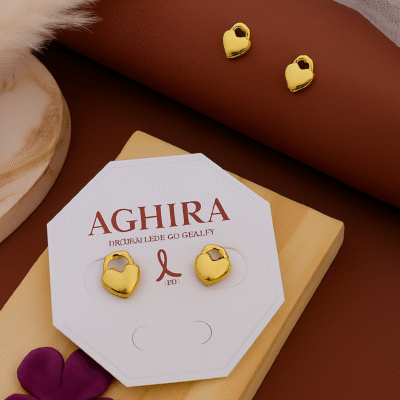 Gold Heart Padlock Earrings | Lightweight & Anti-Tarnish