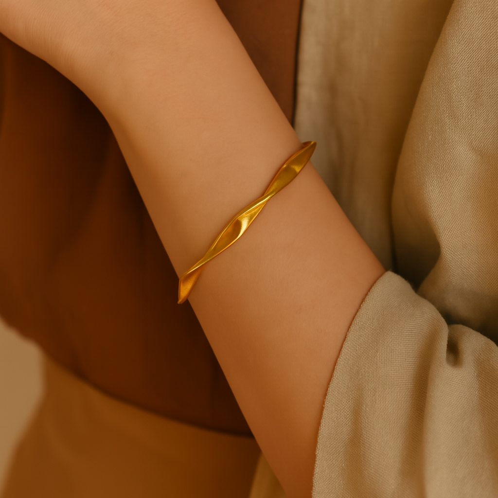Elegant Spiral Bangle Italian Design Anti-Tarnish Finish