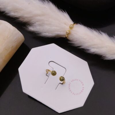 Gold CZ Ball Ring – Textured Sphere Design