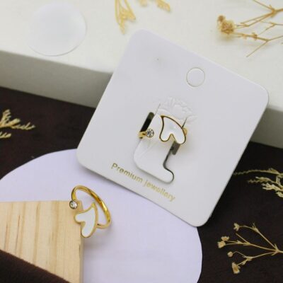 Heart Shape Minimalist Ring – Gold Finish with CZ Accent