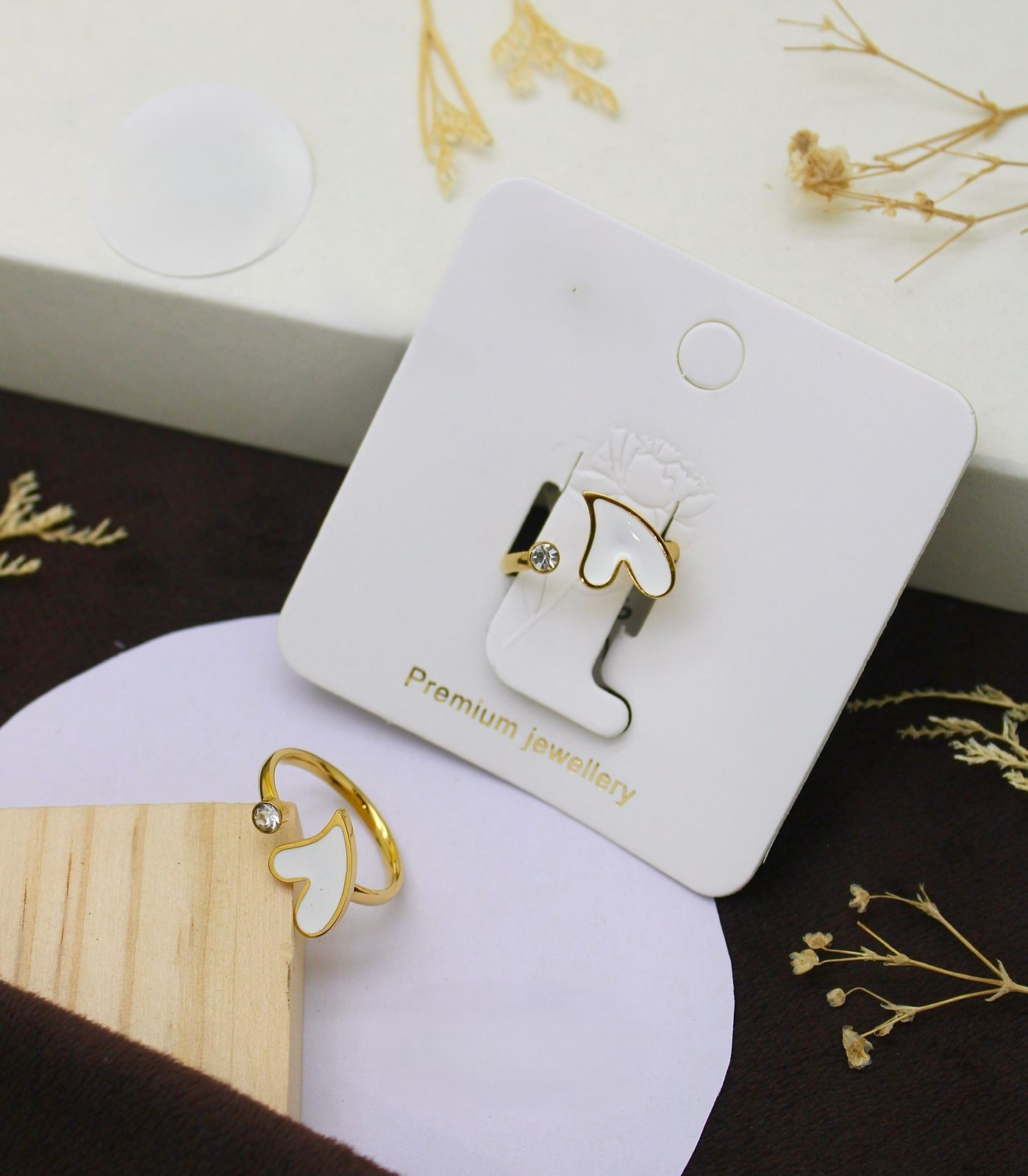 Heart Shape Minimalist Ring – Gold Finish with CZ Accent