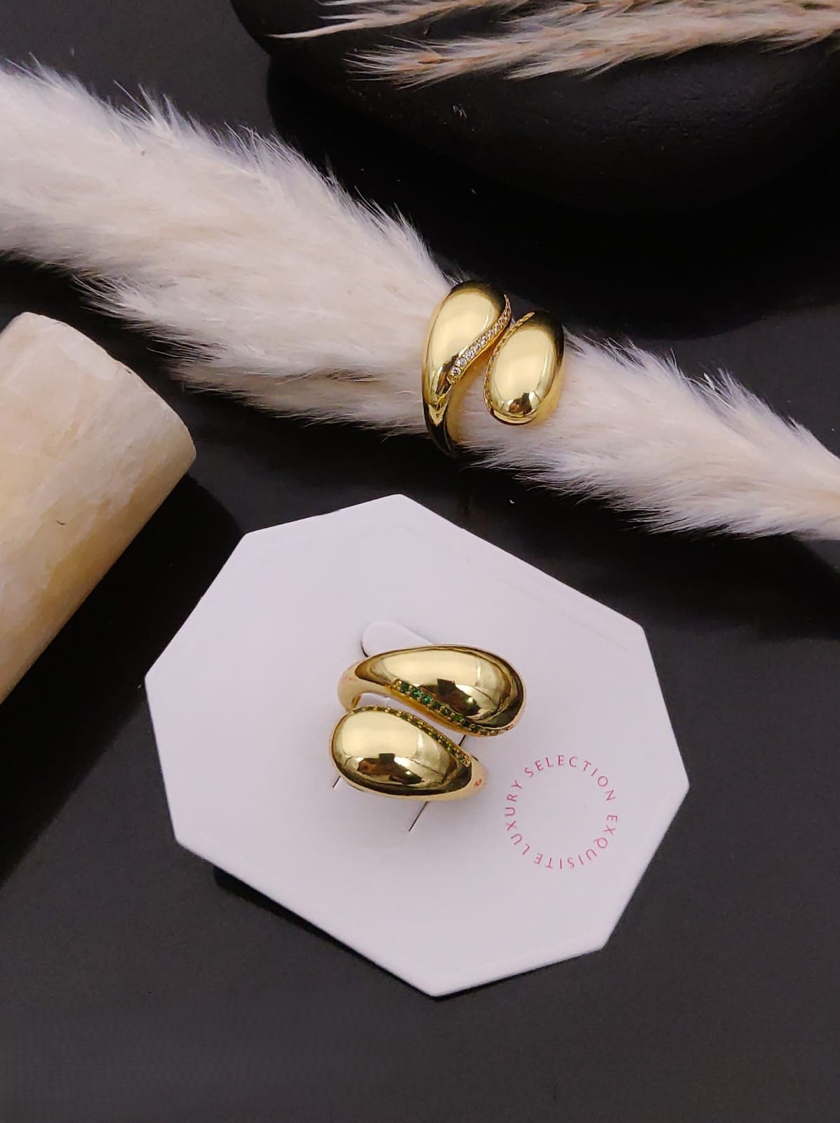 Gold Overlap Dome Ring – Sculptural Statement Design