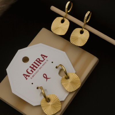 Sunray Disc Earrings – Textured Gold Radiance