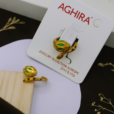 Snake Enamel Statement Ring with Green & Black Detailing