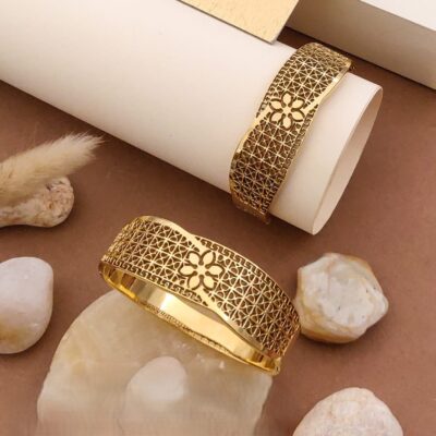 Gold Filigree-Damask Pattern Bracelets